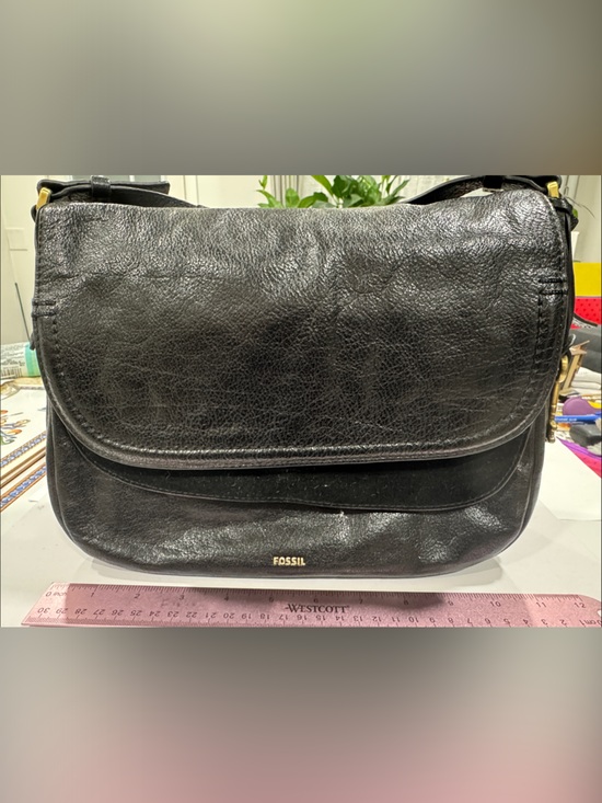 Fossil Handbags - Fossil Black Leather Crossbody Flap Bag